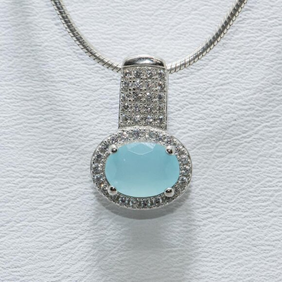 Jewelry - New Womens Blue Larimar Necklace 925 Sterling Silver